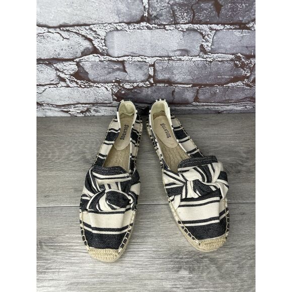 Soludos Striped Espadrille Bow Blue Cream Nautical Shoes Women’s Sz 9M US/39.5EU - Picture 2 of 16